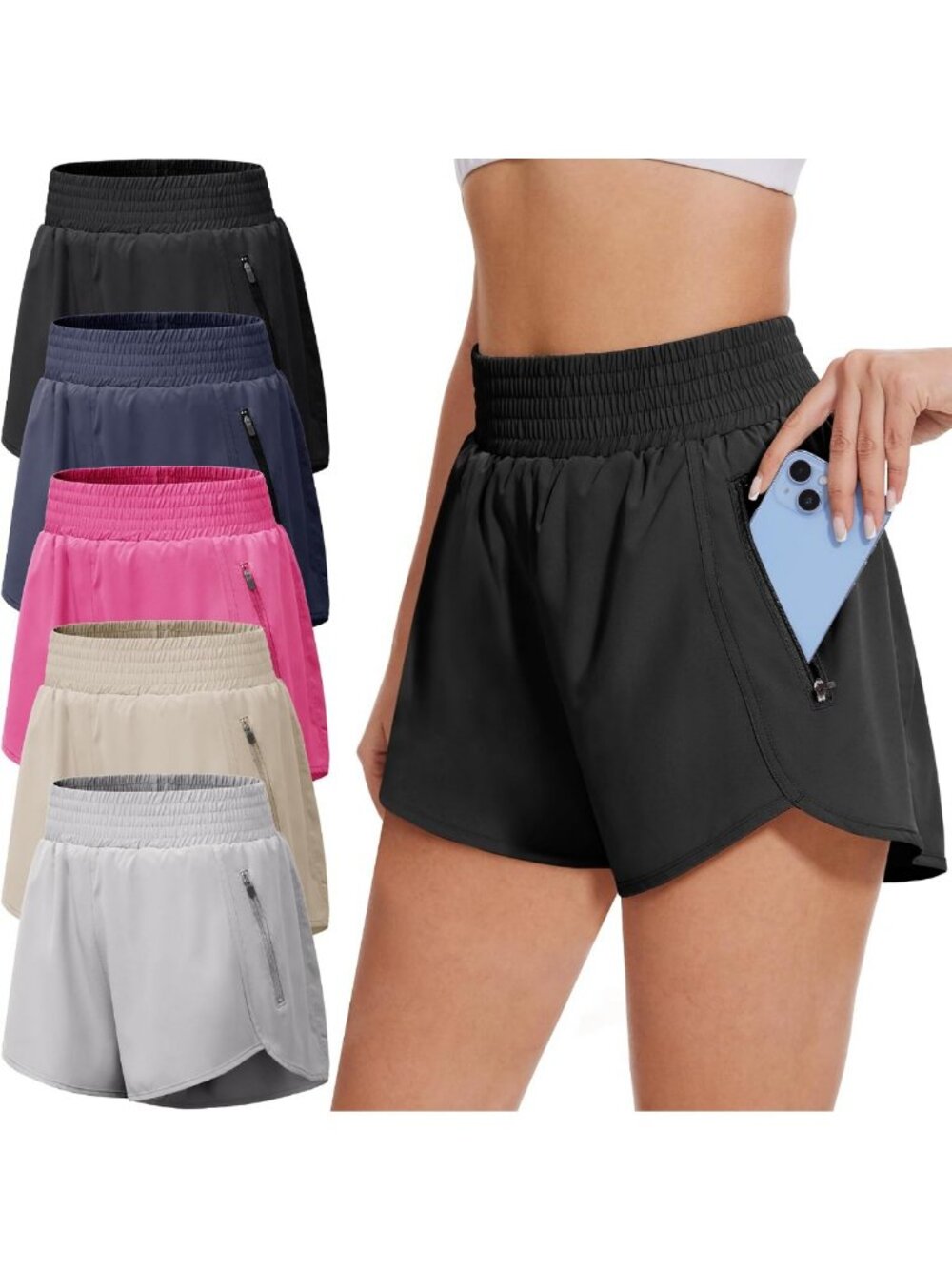 5 Pack Women's Athletic Workout Shorts with Pockets - Running & Fitness Gear